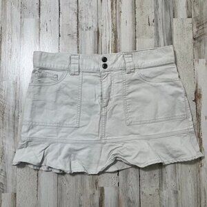 2000s Y2k Old Navy Khaki Cream Mini‎ Skirt Ruffle Hem Womens Size 6